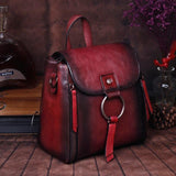 Retro CowHide Leather Travel Day Pack for Women